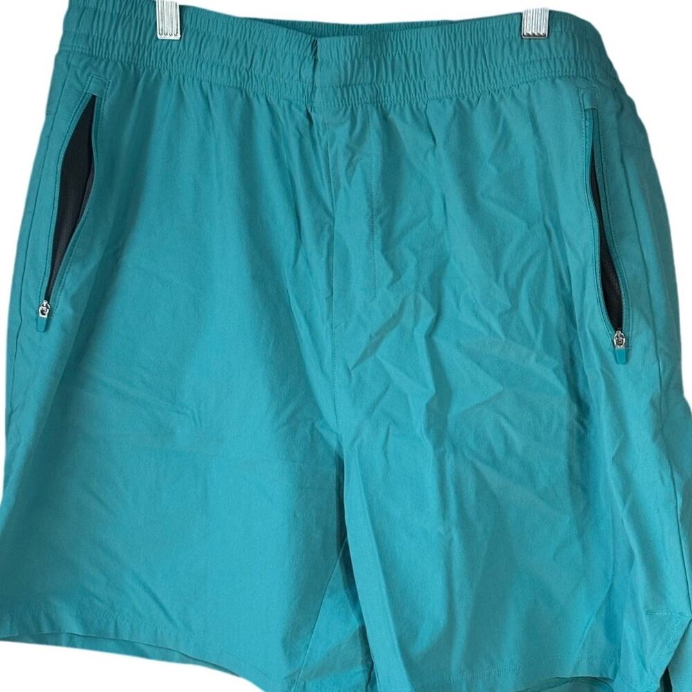 All in Motion Men's XL Teal Stretch Shorts Zipper Pockets Drawstring Lightweight